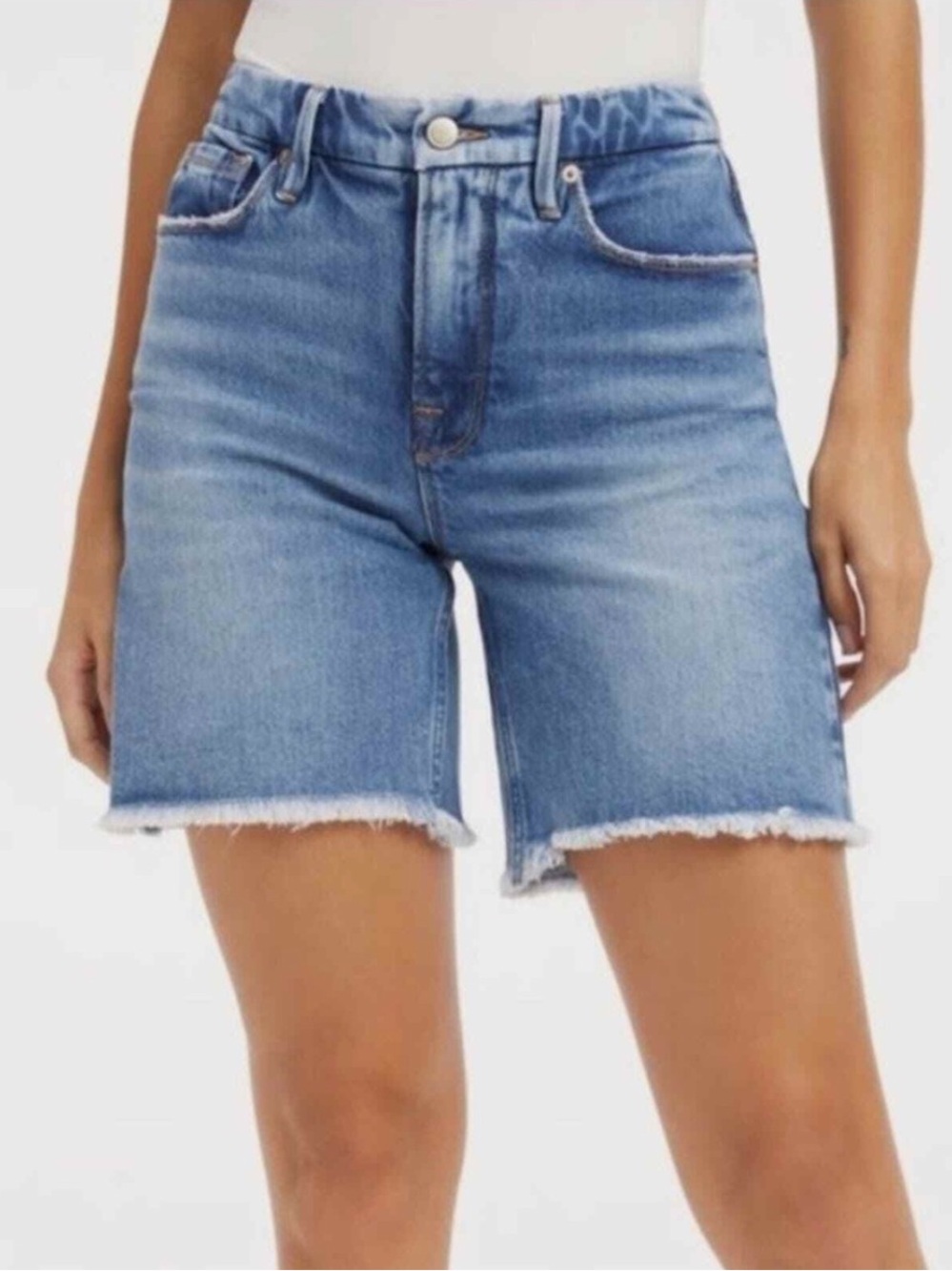 Good American Good 90’s High-Rise Denim Bermuda Shorts